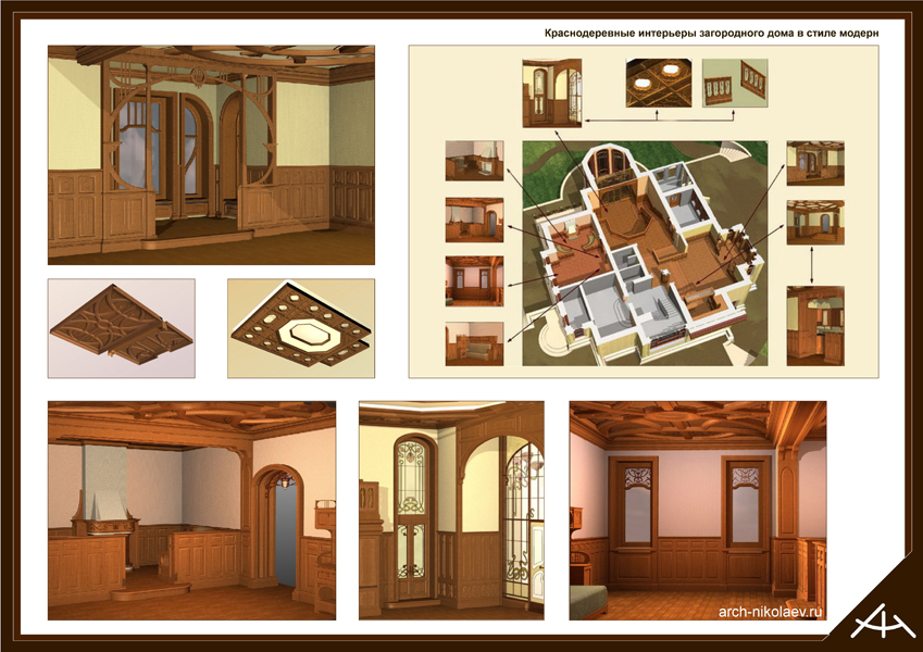 дизайн проект интерьера деревянного дома 